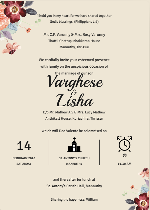 Live preview of a customised wedding invitation on screen